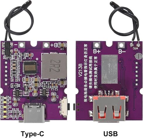 2pcs 22.5W Power Bank Bidirectional Fast Charging Mobile Power Module Circuit Board with Digital/Light Type-C USB Suppor PD/QC3.0 2.0（ C and A Port Digital） in Saudi Arabia
