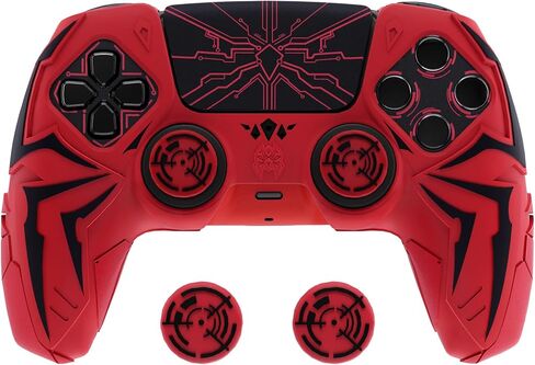 PlayVital Design for ps5 Controller Silicone Case with 2 Thumb Grips and 6 Sticker, Cyber Spider Design, Anti-Slip Shockproof Controller Cover Skin, Fits for Charging Dock, White & Pink in Kuwait