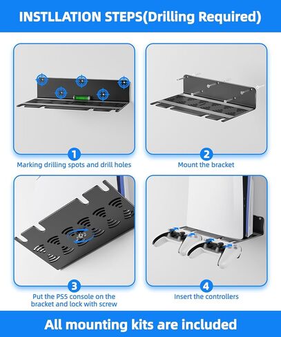 سبيكة الألومنيوم Mount Mount PS5 متوافقة مع جميع أجيال PS5 تحمل وحدات تحكمين غير مخصصة للتبديد الحراري PS5 Universal لغرفة المعيشة وغرفة النوم in Kuwait