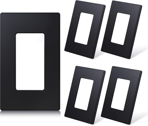 ELEGRP Matte Black 1-Gang Screwless Decorative Wall Plates, Standard Size Unbreakable Thermoplastic Faceplate Cover for Decorator Receptacle Outlet Switch, UL Listed (5 Pack) in Saudi Arabia