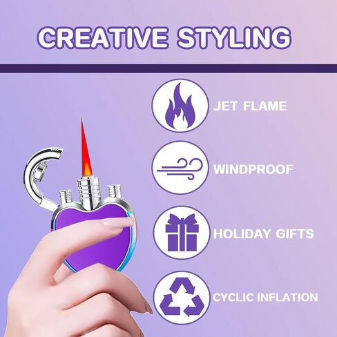 Adjustable Triple Jet Flame Torch Lighter，Windproof Cool Lighter，Unique Refillable Lighter for Women Men(Without Butane Gas) (10) in Saudi Arabia