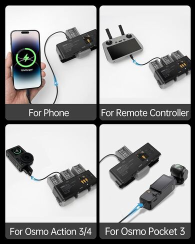 200W AIR 3/AIR 3S Charger Charger Kit (2.5x FAST) لـ DJI/Specta AIR3 Series Charging Hub مع محول طاقة USB-C من 2PCS 100W ، تخزين/تجميع متوسط ​​الكهرباء/LED/الإنذار ، شاشة LED in Kuwait