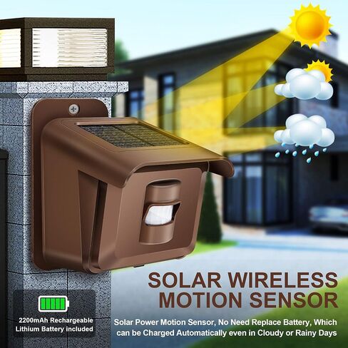 Woinnmm Solar Wireless Driveway Alarm 1/2 Mile Long Range, Driveway Alarms Wireless Outdoor Weatherproof-Motion Sensor&Detector,Driveway Alert System for Monitor & Protect Inside and Outside Property in Saudi Arabia