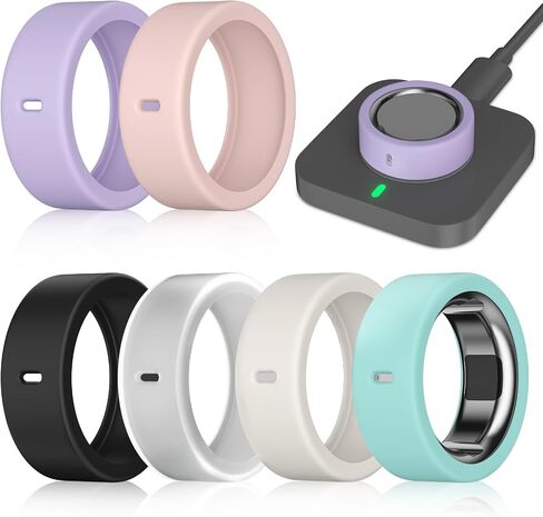 6 حزمة تغطية حلقة متوافقة مع حلقة أورا Gen 4/Oura Ring Gen 3/Oura Ring Gen 3 Horizon ، فوربورت الشحن مع الغطاء ، واقي حلقة السيليكون المرنة مضاد للخلع للرجال للنساء الذين يعملون في صالة الألعاب الرياضية in Kuwait