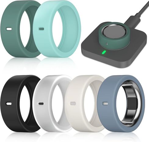 6 حزمة تغطية حلقة متوافقة مع حلقة أورا Gen 4/Oura Ring Gen 3/Oura Ring Gen 3 Horizon ، فوربورت الشحن مع الغطاء ، واقي حلقة السيليكون المرنة مضاد للخلع للرجال للنساء الذين يعملون في صالة الألعاب الرياضية in Kuwait