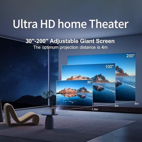HY300 Pro Portable Mini Projector with WiFi 6 and Bluetooth 5.0 Smart Projector 1080P Support Video Projector 4K Decode With Built-in Android 11.0 180° Rotatable Auto Keystone Movie Projector in Kuwait