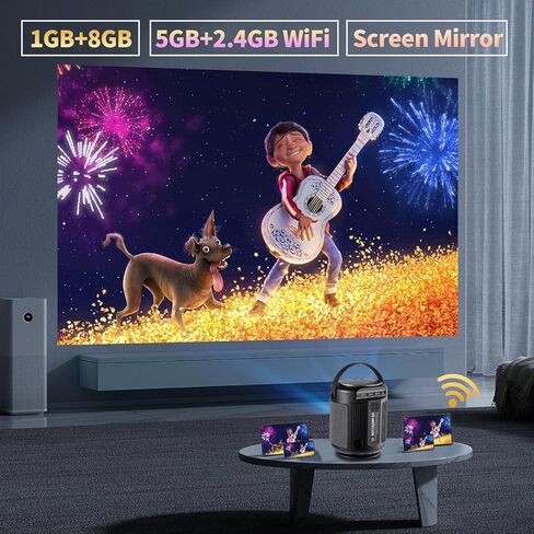 HY300 Pro Portable Mini Projector with WiFi 6 and Bluetooth 5.0 Smart Projector 1080P Support Video Projector 4K Decode With Built-in Android 11.0 180° Rotatable Auto Keystone Movie Projector in Kuwait