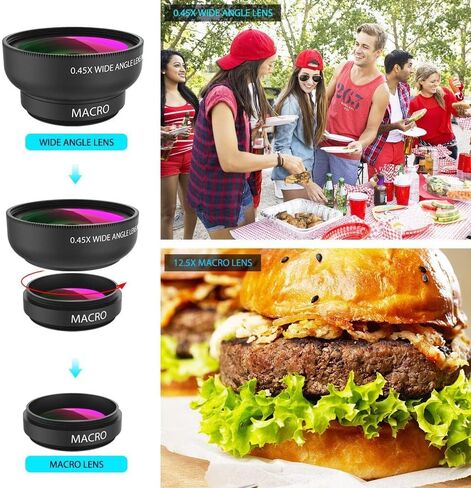 APEXEL 10-20X Macro Lens for iPhone & Android Phones | HD Photography Lens Kit with Universal Clip & 45-Mode Fill Light | Capture Still Life Close-Ups, Insects, Plants, Jewelry, Food & Small Objects in Kuwait
