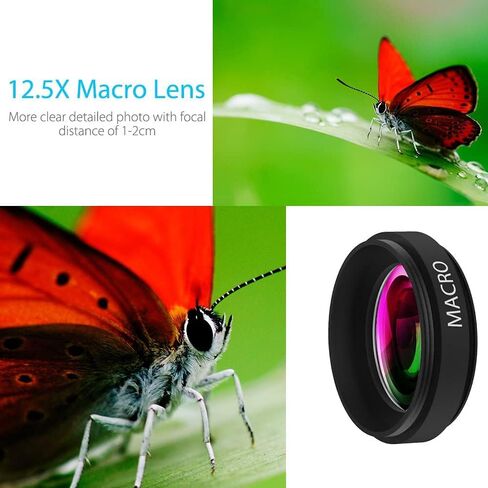 APEXEL 10-20X Macro Lens for iPhone & Android Phones | HD Photography Lens Kit with Universal Clip & 45-Mode Fill Light | Capture Still Life Close-Ups, Insects, Plants, Jewelry, Food & Small Objects in Kuwait