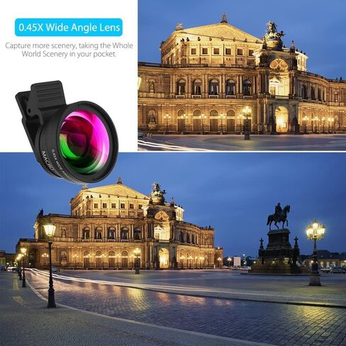 APEXEL 10-20X Macro Lens for iPhone & Android Phones | HD Photography Lens Kit with Universal Clip & 45-Mode Fill Light | Capture Still Life Close-Ups, Insects, Plants, Jewelry, Food & Small Objects in Kuwait