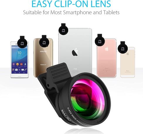 APEXEL 10-20X Macro Lens for iPhone & Android Phones | HD Photography Lens Kit with Universal Clip & 45-Mode Fill Light | Capture Still Life Close-Ups, Insects, Plants, Jewelry, Food & Small Objects in Kuwait