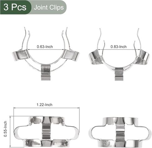 YOKIVE 3 Pcs Joint Clip, Smooth and Tough Surface | Gripping Tightly, Great for Office, Daily Use, Scientific Labs (Silver,1.02 x 0.51-Inch) in Kuwait