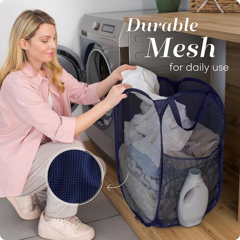 Handy Laundry Collapsible Mesh Pop Up Hamper with Wide Opening and Side Pocket – Breathable, Sturdy, Foldable, and Space-Saving Design for Clothes and Storage. (Monkey) in Saudi Arabia