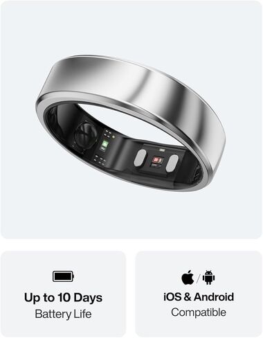 Ringconn Gen 2 Air ، خاتم ذكي للغاية من AI ، وعمر البطارية لمدة 10 أيام ، واللياقة/النوم/الإجهاد/الموارد البشرية للنساء والرجال ، لا توجد رسوم تطبيق للميزات القياسية ، iOS و Android متوافقة in Kuwait