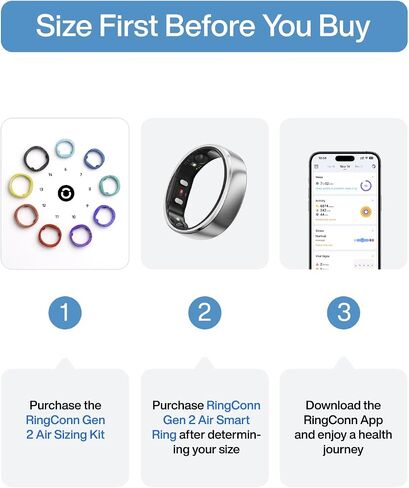 RingConn Gen 2 Air, Ultra-Thin AI Smart Ring, 10-Day Battery Life, Fitness/Sleep/Stress/HR Tracker for Women&Men, No App Fee for Standard Features, iOS & Android Compatible (Size 8, Dune Gold) in Saudi Arabia