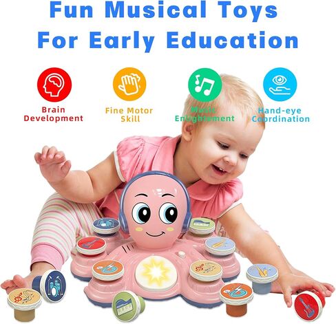 ألعاب Contixo Baby Musical - ألعاب التعلم KD3 للأطفال الصغار ، ألعاب Octopus للأطفال ، لعبة تعليمية موسيقية ما قبل المدرسة للطفل ، ألعاب Drum for Toddlers ، Blue in Kuwait