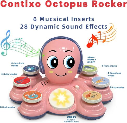 ألعاب Contixo Baby Musical - ألعاب التعلم KD3 للأطفال الصغار ، ألعاب Octopus للأطفال ، لعبة تعليمية موسيقية ما قبل المدرسة للطفل ، ألعاب Drum for Toddlers ، Blue in Kuwait