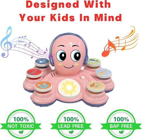 ألعاب Contixo Baby Musical - ألعاب التعلم KD3 للأطفال الصغار ، ألعاب Octopus للأطفال ، لعبة تعليمية موسيقية ما قبل المدرسة للطفل ، ألعاب Drum for Toddlers ، Blue in Kuwait