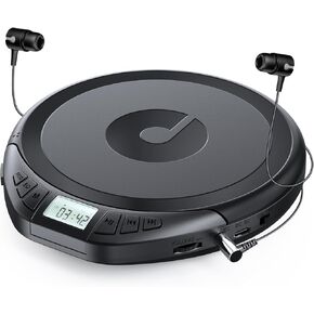 Gueray CD Player Portable CD Walkman: with Earphones Portable CD Player for Car with Anti-Skip Shockproof Personal CD Player with LCD Display Support PROG Memory Function Repeat Playback Sound