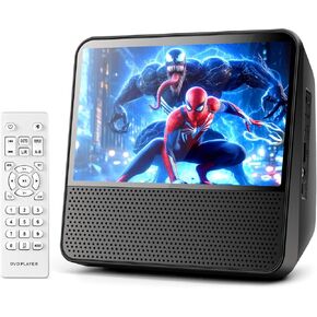 ROADOM 9.8" Portable DVD Player with Screen, 7'' HD 1024*600 Digital Screen, 4000 mAh Rechargeable, Hi-Fi Stereo Sound, Remote Control, Sync TV,Resume Playback, DVD/CD/Bluetooth/USB/Line/Timer/Repeat