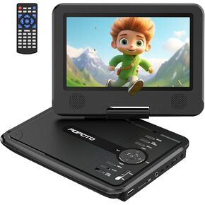 9.5" Portable DVD Player for Kids and Car with 7.5" Swivel Screen, 4-6 Hour Working Time, Car DVD Player with Dual Speakers, Remote Control, Support Sync TV, Region Free USB/SD/AV