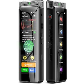 136GB Digital Voice Recorder with Playback, Innioasis R1 Full Touchscreen Voice Recorder with AI Intelligent Transcription and Bluetooth, Voice Activated Sound Audio Recorder Device with Mic (Silver)