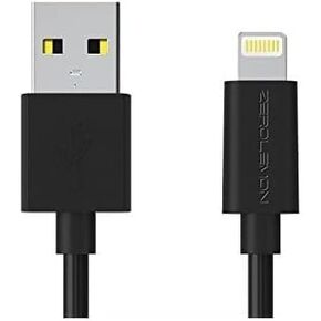 ZeroLemon Lightning to USB Plastic PVC Cable 3.2 Feet / 1 Meter + Enhanced Plastic Cap for iPhone, iPod and iPad [2 Year Warranty],[Apple MFi Certified] -PVC Black