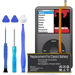 WAVYPO 616-0232 Battery, 900mAh High Capacity Battery Replacement Compatible with iPod 5th - 7th Generation Video Classic A1136 A1238 6th 80GB 6.5th 120GB 7th 160GB 5th 30GB