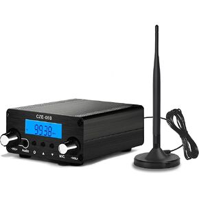 1000FT FM Transmitter 0.1/0.5W Long Range Stereo Mini Radio Station for Church Drive-in Movie, Church Parking Lot, Lights Fireworks Show