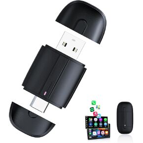 Wireless CarPlay Adapter for Apple, Easy to Upgrade Wired CarPlay to Wireless, Plug & Play, Mini Size with USB A & Type-C, Bluetooth Wireless Control Adapter for Cars from 2017 and iOS 10+ (Silver)