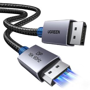 UGREEN 80Gbps DisplayPort Cable 2.1 16K@60Hz 8K@240Hz 4K@480Hz Display Port Cable 1.6FT DP Cord HDR, HDCP2.3, DSC1.2a, FreeSync, G-Sync, Alu Braid Compatible Monitor, Graphics RTX 5090 4090, PC, HDTV