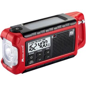 Midland - ER210 Emergency Compact Crank Weather AM/FM Radio - Multiple Power SOS Emergency Flashlight, NOAA Weather Scan + Alert