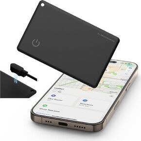 Wallet Tracker Card – Bluetooth Tracker for Wallets, Passports & Laptops, Magnetic Touch Charging, Works with Find My (iOS Only), Compatible with iOS Devices - Black#3