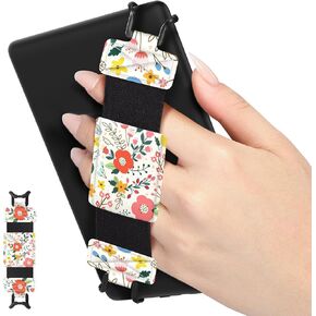 MoKo Soft Hand Strap for 6-8" Kindle eReaders Fire Tablet Kindle/Kobo/Voyaga/Lenovo/Sony Kindle E-Book Tablet, Black High-Elasticity Versatile Hand Strap Lightweight Finger Grip Holder, Glitter White