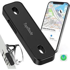 TopMade Bike Tracker, Works with Apple Find My (iOS Only), Global GPS Location on iPhone, iPad, Mac & Apple Watch, Bike Finder, Mount for Bottle Holder, Waterproof, Dustproof, Rechargeable, Black