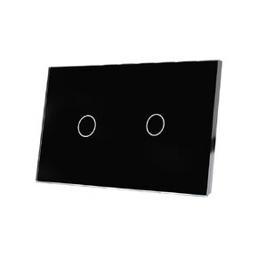 Smart Light Switch Need Neutral Wire No Hub Required,2.4GHz WiFi Switch Glass Panel APP Control Timer Schedule Work with Tuya/Smart Life,Alexa and Google Home,Black 2 Gang