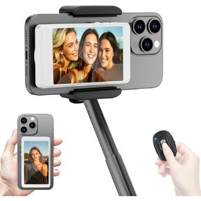 Magnetic Selfie Monitor Screen for iPhone & Android,1800mAh with Bluetooth Remote, 3-Level Brightness & Wide Screen Mode, Using Phone Rear Camera for Selfie Vlog No Delay Live Stream for TikTok