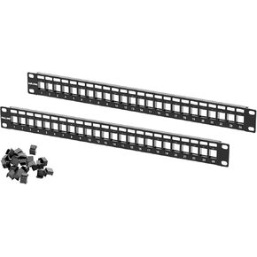 Iwillink 48-Port Blank Keystone Patch Panel 2-Pack, 2U 19" Network Patch Panel for Keystone Jacks, Dust-Proof Design