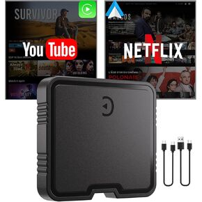 Wireless Carplay Adapter, Supports Netflix, YouTube, TF Card Plug & Play, Android Auto Wireless Dongle Fits for Factory Wired Car Play Cars (Netflix YouTube Carplay Adapter)
