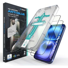 Deppa |2 Pack| Anti-Blue Light Screen Protector for iPhone 14 Pro Max (6.7')| Scratch Resistant Tempered Glass | 3D Edge to Edge Coverage | Easy Installation Kit | Eye Safeguard TÜV Certified