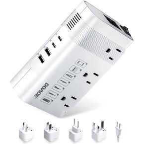DOACE 220v to 110v Voltage Converter US to Europe: 350W 220 to 110 Voltage Converter for European Travel - International Power Adapter Plug Combo Step Down Transformer White