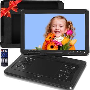 YOOHOO 16.9" Portable DVD Player with 14.1" Swivel HD Large Screen, DVD Player Portable with 6Hrs Playtime, Last Memory, Support USB/SD Card/Sync TV, Region-Free, Support Multiple Discs, Black