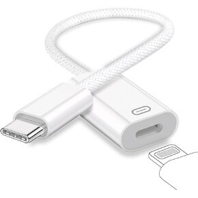 USB C إلى محول صوت سماعة الرأس Lightning ، النوع C من الذكور إلى محول أذن البرق من الإناث مع نقل الرسوم/البيانات ، متوافق مع iPhone 16/15 Plus/Pro/Max ، iPad Pro/Air 6/5/4 ، MacBook