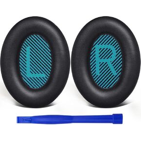 SoloWIT Protein Leather Earpads Cushions for Bose Headphones, Replacement Ear Pads for Bose QuietComfort 15 QC15 QC25 QC2 QC35/Ae2 Ae2i Ae2w/SoundTrue & SoundLink Around-Ear Series - Black&Blue