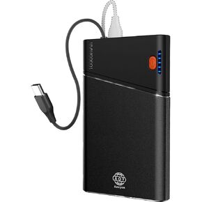 Portable Charger Power Bank, 10000mAh 22.5W PD Super Fast Charging Powerbank with Built-in USB C in&Out Cable, Slim External Phone Battery Pack for iPhone 16/15/14 iPad Samsung S24 Android etc