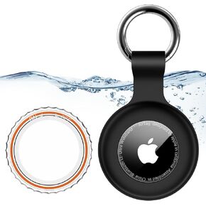 4 حزمة ، حامل الجوية IPX8 مقاوم للماء لعلامات الهواء Apple مع سلسلة مفاتيح علامة الهواء ، غطاء GPS مقاوم للصدمات [مضاد للخلع] [PC+Silicone]