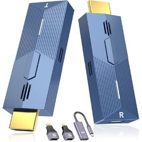 Wireless HDMI Transmitter and Receiver 4k, Wireless HDMI Extender for Seamless High-Definition Streaming from Laptop/PC/TV Box to Monitor/TV/Projector, 4K Decoding 1080P Out, Plug & Play
