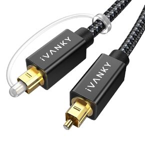 كابل الصوت البصري Ivanky 10ft/3M كبل بصري رقمي طويل لخبر الصوت ، S/PDIF Toslink الألياف البصرية [موصلات مضفر ، مطلية بالذهب ، مصنفة CL3] للتلفزيون ، السينما المنزلية ، Xbox/PS4 ، Sonos
