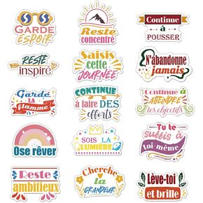 French Inspirational Stickers: 202 Pieces of Historical Figures' Quotes for Teens, Students, Children, and Educators | Positivity Enhancers for Planners, Water Bottles, and More