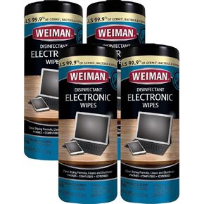 Weiman Electronic Screen Cleaner Wipes - 4 Pack Clean Your Laptop, Computer, TV, and All Electronic Equipment - Electronic Wipes - 30 Count